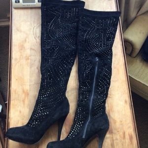 Wild Rose thigh high black microfiber boots 9